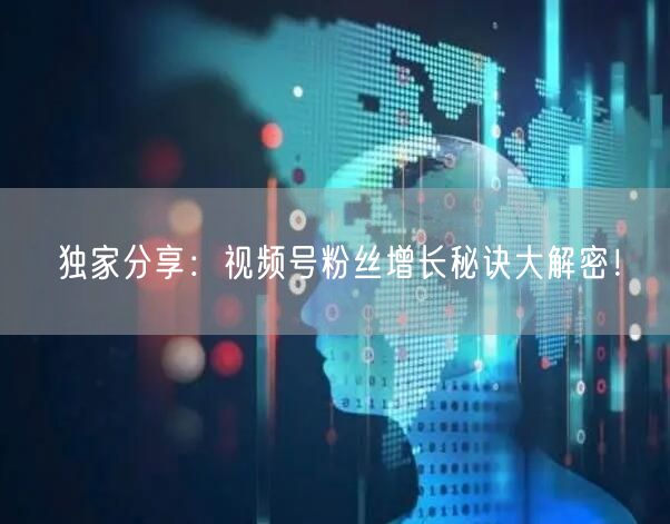 独家分享:视频号粉丝增长秘诀大解密!