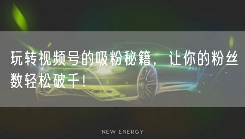 玩转视频号的吸粉秘籍,让你的粉丝数轻松破千!
