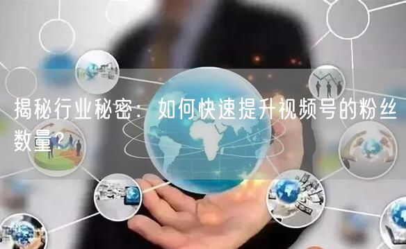 揭秘行业秘密:如何快速提升视频号的粉丝数量?