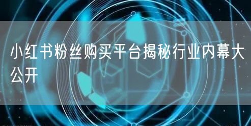 小红书粉丝购买平台揭秘行业内幕大公开